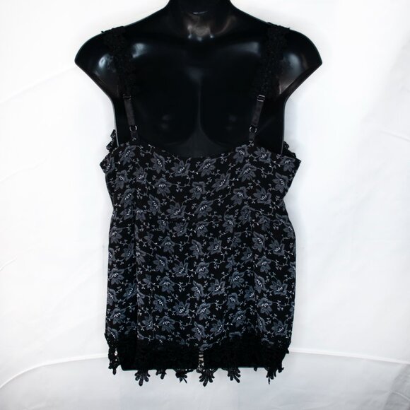NEW Apt 9 Floral Babydoll Tank Top Women 22W Black Lace Trim Whimsigoth QQ15X - Picture 3 of 5